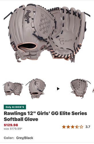 Rawlings GG Elite 12” Fastpitch Glove RHT Grey/Black/Rose Gold – Game Ready
