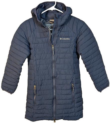 Columbia Omni-Heat Hooded Puffer Jacket Girls Size: M (10-12) Blue Winter Long