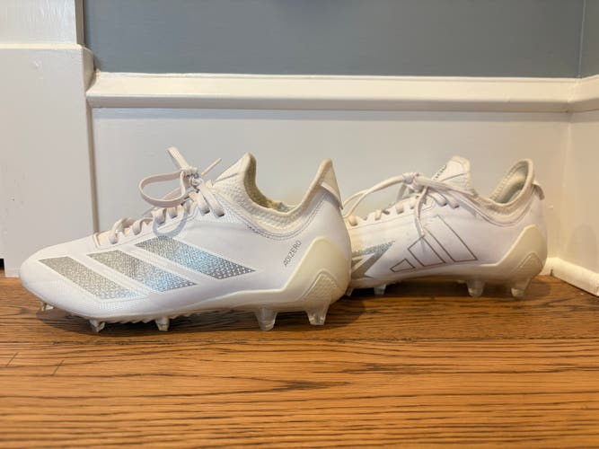 White Unisex Size M 9.0 (W 10.0) Adult Adidas Adizero Low Top Molded Cleats (Used)
