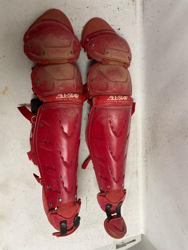 Used All Star LG23WPRO Catchers Leg Guards Red Adult 11855-S000209255