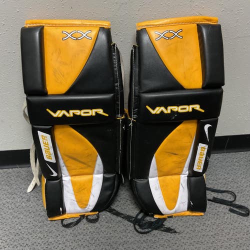 Used Bauer VAPOR XX Goalie Leg Pads Junior White/Black/Yellow 26" 11855-S000208154