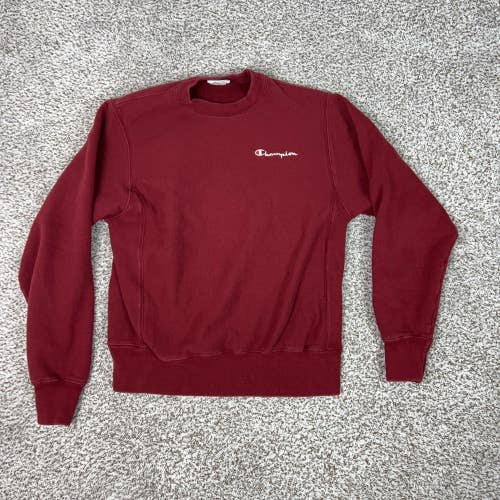 Champion Sweatshirt Mens Small Red Crewneck Logo Fleece Reverse Weave Sweater