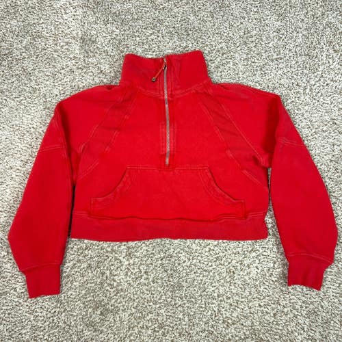 Lululemon Pullover Womens XS Red Cropped Scuba Oversized Funnel Neck Half Zip