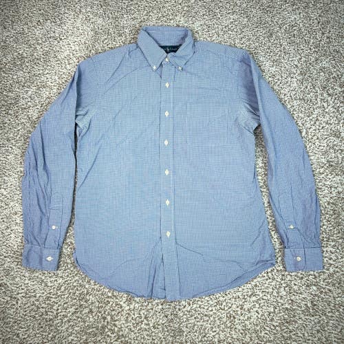 Ralph Lauren Shirt Mens Medium Blue Gingham Custom Fit Button Down Cotton Preppy