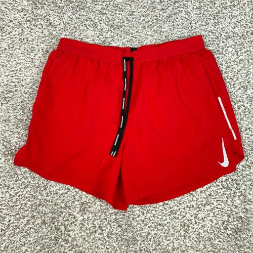 Nike Shorts Mens Large Red Dri FIT Running Training Lined Workout Sport 5" Logo