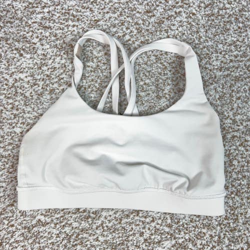 Lululemon Sports Bra Womens 4 White Energy Strappy Back Athletic Workout Yoga
