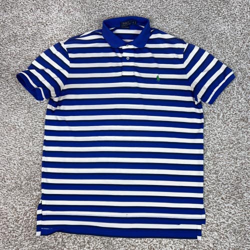 Polo Ralph Lauren Polo Shirt Mens Large Blue White Striped Performance Pony Golf