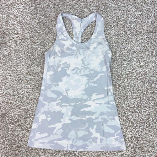 Lululemon Tank Top Womens Small Gray White Camo Racerback Athletic Workout Gym