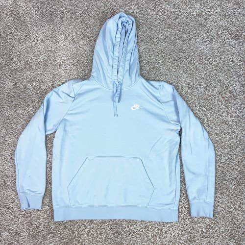 Nike Hoodie Mens Large Blue Pullover Fleece Sweatshirt Logo Club Sportswear Top