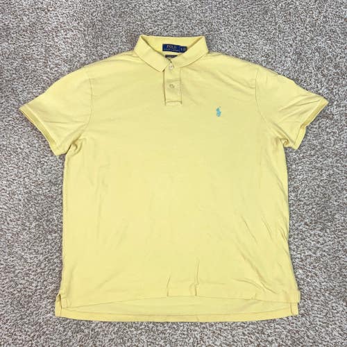 Polo Ralph Lauren Polo Shirt Mens XL Yellow Custom Slim Fit Cotton Pony Logo Top