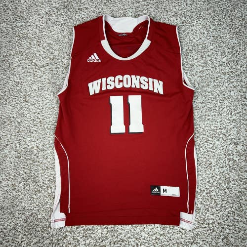 Wisconsin Badgers Jersey Mens Medium Red NCAA Basketball Adidas 11 College Logo