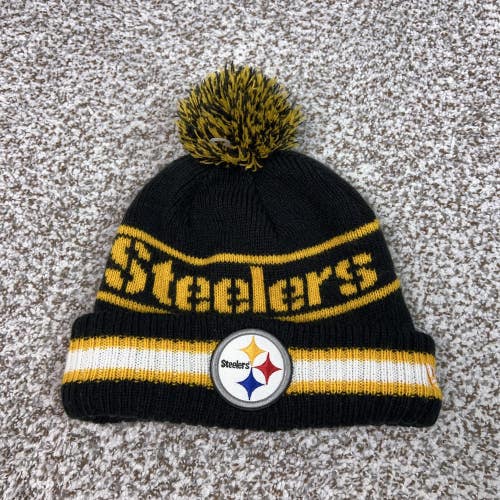 Pittsburgh Steelers Hat Beanie Mens One Size Black NFL Football New Era Pom Logo