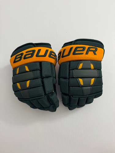Used 13" Bauer Nexus 2N Pro Stock Hockey Gloves - Green/Gold