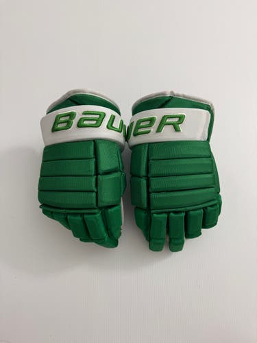 Like New 14" Bauer Pro Series Pro Stock Hockey Gloves - Green/White
