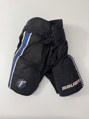 Used Senior Medium Bauer Custom Pro Stock Hockey Pants - Black/Royal/White