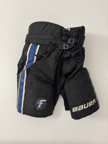 Used Senior Medium Bauer Custom Pro Stock Hockey Pants - Black/Royal/White