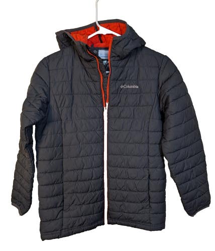 Columbia Omni-Heat Powder Lite Boys Size: L (14/16) Hooded Puffer Jacket Black