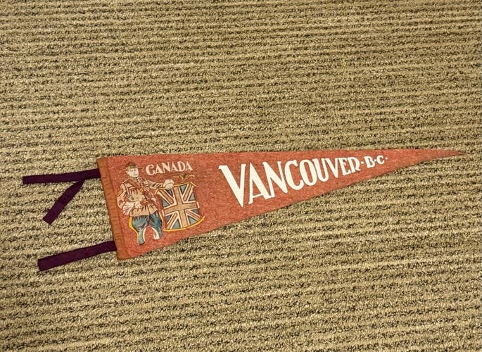 1960s Vancouver British Columbia Canada Red Felt Pennant Mounty 24