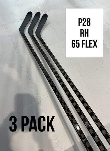 Senior(3x)Right P28 65 Flex 63” ProBlackStock™ Unbranded Blackouts Pro Stock Nexus Hockey sticks