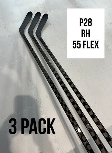 Intermediate(3x)Right P28 55 Flex 63” ProBlackStock™ Unbranded Pro Stock Nexus Hockey Sticks