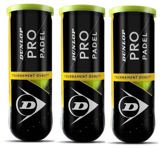 DUNLOP Pro Paddle Ball, Yellow, Pack of 3, Total 9 Balls