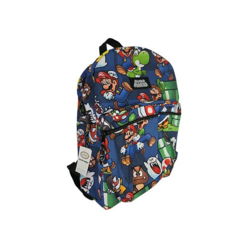 Bioworld Nintendo Super Mario 16" All-Over Comic Print Backpack - Blue