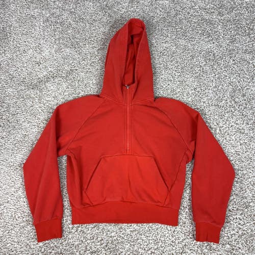 Athleta Hoodie Womens 2XS Red Half Zip Forever Fleece Cropped Top Workout Gym