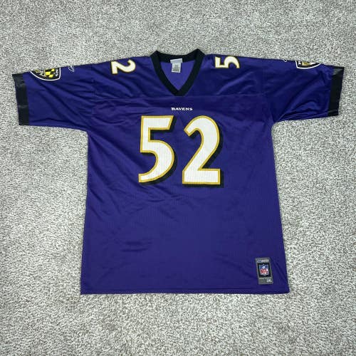 Baltimore Ravens Jersey Mens 2XL Purple NFL Football Reebok Ray Lewis 52 Sports