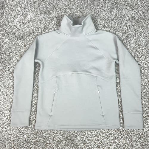 Athleta Sweatshirt Womens Small Gray Mock Neck Pullover Zip Pockets Athletic Gym