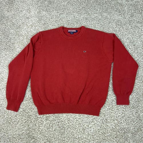 Vineyard Vines Sweater Mens Large Red Cotton Knit Crewneck Pullover Whale Logo