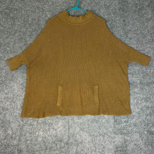 H&M Womens Sweater Extra Small Brown Boxy Oversized Cable Knit Pockets Solid Top