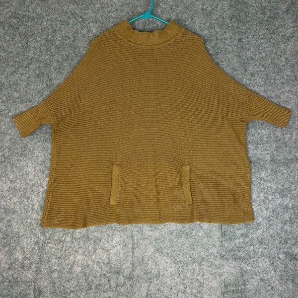 H&M Womens Sweater Extra Small Brown Boxy Oversized Cable Knit Pockets Solid Top