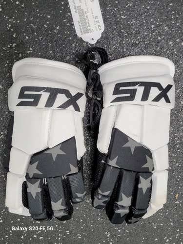 Used STX STALLION 75 Lacrosse Gloves Junior Black And White 10" 11849-S000044120