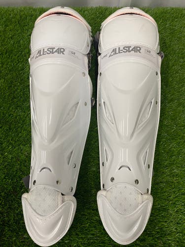 White Adult All Star Phx Series Catcher's Leg Guards (New - Medium - 15")