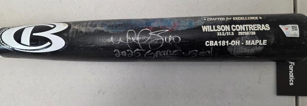 ST9 Cardinals WILLSON CONTRERAS Game Used Signed Auto Bat 2025 Season FANATICS