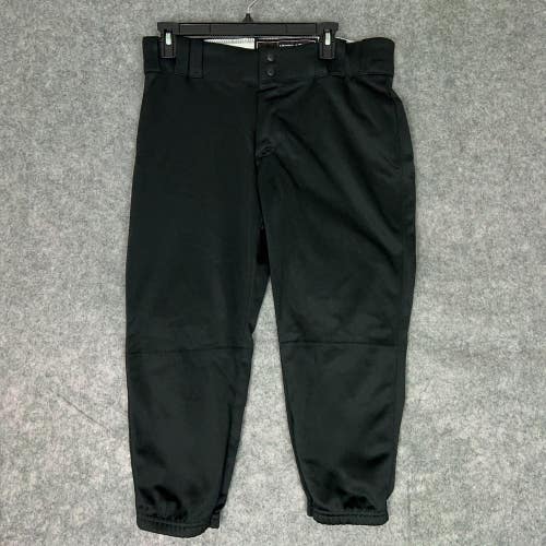 Under Armour Mens Football Pants Large Black White Snap Button 3/4 Length ^ A33