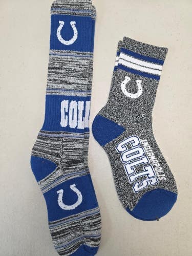 ST10 Mens Size NFL INDIANAPOLIS COLTS Lot of 2 Crew Socks MEDIUM 5-10 New
