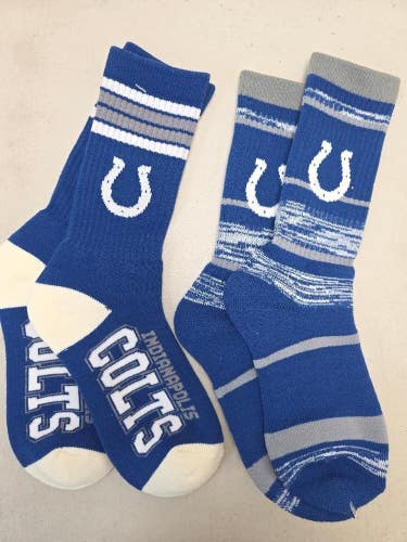 ST33 Mens Size NFL INDIANAPOLIS COLTS Lot of 2 Crew Socks MEDIUM 5-10 New