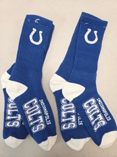 ST8 Mens Size NFL INDIANAPOLIS COLTS Lot of 2 Crew Socks LARGE 8-13 New