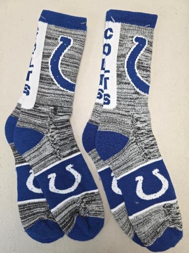ST9 Mens Size NFL INDIANAPOLIS COLTS Lot of 2 Crew Socks LARGE 8-13 New