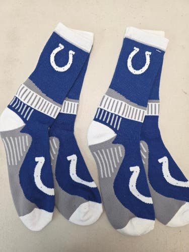 ST16 Mens Size NFL INDIANAPOLIS COLTS Lot of 2 Crew Socks LARGE 8-13 New