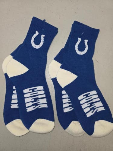 ST18 Mens Size NFL INDIANAPOLIS COLTS Lot of 2 Crew Socks LARGE 8-13 New