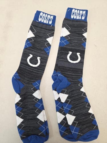 ST19 Mens Size NFL INDIANAPOLIS COLTS Lot of 2 Crew Socks LARGE 8-13 New
