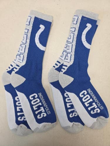 ST21 Mens Size NFL INDIANAPOLIS COLTS Lot of 2 Crew Socks LARGE 8-13 New