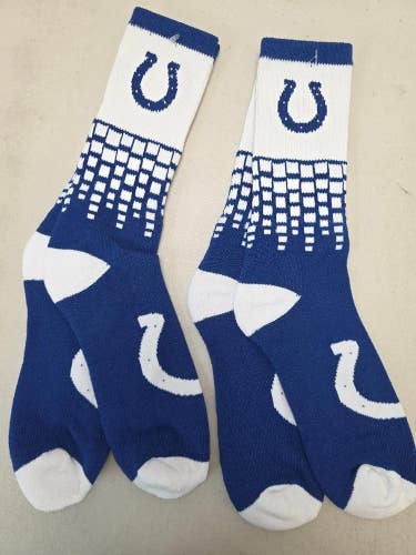 ST24 Mens Size NFL INDIANAPOLIS COLTS Lot of 2 Crew Socks LARGE 8-13 New