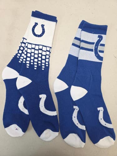ST25 Mens Size NFL INDIANAPOLIS COLTS Lot of 2 Crew Socks LARGE 8-13 New