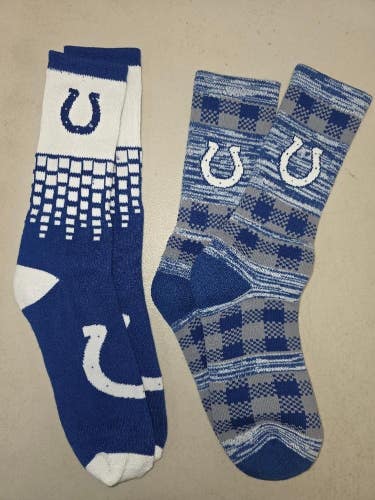 ST26 Mens Size NFL INDIANAPOLIS COLTS Lot of 2 Crew Socks LARGE 8-13 New