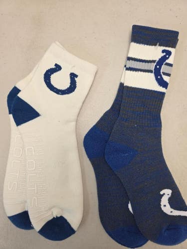 ST31 Mens Size NFL INDIANAPOLIS COLTS Lot of 2 Crew Socks LARGE 8-13 New