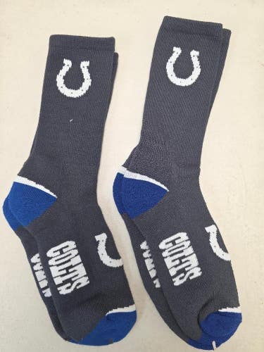ST30 Mens Size NFL INDIANAPOLIS COLTS Lot of 2 Crew Socks LARGE 8-13 New