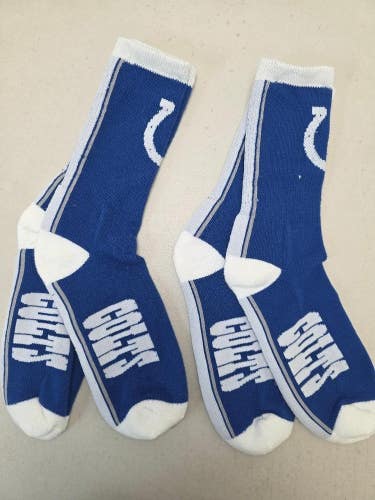 ST37 Mens Size NFL INDIANAPOLIS COLTS Lot of 2 Crew Socks LARGE 8-13 New